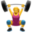 WOMAN LIFTING WEIGHTS emoji in Apple's design style - Unicode 1F3CB-FE0F-200D-2640-FE0F