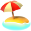 BEACH WITH UMBRELLA emoji in Apple's design style - Unicode 1F3D6-FE0F