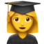 WOMAN STUDENT emoji in Apple's design style - Unicode 1F469-200D-1F393