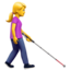 WOMAN WITH WHITE CANE FACING RIGHT emoji in Apple's design style - Unicode 1F469-200D-1F9AF-200D-27A1-FE0F