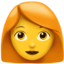 WOMAN: RED HAIR emoji in Apple's design style - Unicode 1F469-200D-1F9B0