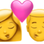 KISS: WOMAN, MAN emoji in Apple's design style - Unicode 1F469-200D-2764-FE0F-200D-1F48B-200D-1F468