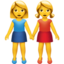 TWO WOMEN HOLDING HANDS emoji in Apple's design style - Unicode 1F46D