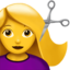 WOMAN GETTING HAIRCUT emoji in Apple's design style - Unicode 1F487-200D-2640-FE0F