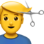 MAN GETTING HAIRCUT emoji in Apple's design style - Unicode 1F487-200D-2642-FE0F