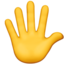 HAND WITH FINGERS SPLAYED emoji in Apple's design style - Unicode 1F590-FE0F