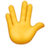 RAISED HAND WITH PART BETWEEN MIDDLE AND RING FINGERS emoji in Apple's design style - Unicode 1F596