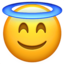 SMILING FACE WITH HALO emoji in Apple's design style - Unicode 1F607