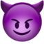 SMILING FACE WITH HORNS emoji in Apple's design style - Unicode 1F608