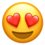 SMILING FACE WITH HEART-SHAPED EYES emoji in Apple's design style - Unicode 1F60D