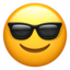 SMILING FACE WITH SUNGLASSES emoji in Apple's design style - Unicode 1F60E