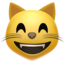 GRINNING CAT FACE WITH SMILING EYES emoji in Apple's design style - Unicode 1F638