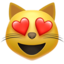 SMILING CAT FACE WITH HEART-SHAPED EYES emoji in Apple's design style - Unicode 1F63B