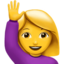 WOMAN RAISING HAND emoji in Apple's design style - Unicode 1F64B-200D-2640-FE0F