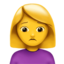 WOMAN FROWNING emoji in Apple's design style - Unicode 1F64D-200D-2640-FE0F