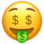 MONEY-MOUTH FACE emoji in Apple's design style - Unicode 1F911