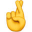 HAND WITH INDEX AND MIDDLE FINGERS CROSSED emoji in Apple's design style - Unicode 1F91E