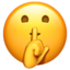 FACE WITH FINGER COVERING CLOSED LIPS emoji in Apple's design style - Unicode 1F92B