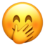 SMILING FACE WITH SMILING EYES AND HAND COVERING MOUTH emoji in Apple's design style - Unicode 1F92D