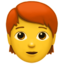 PERSON: RED HAIR emoji in Apple's design style - Unicode 1F9D1-200D-1F9B0