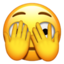 FACE WITH PEEKING EYE emoji in Apple's design style - Unicode 1FAE3