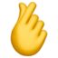 HAND WITH INDEX FINGER AND THUMB CROSSED emoji in Apple's design style - Unicode 1FAF0