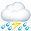 CLOUD WITH LIGHTNING AND RAIN emoji in Apple's design style - Unicode 26C8-FE0F