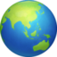 EARTH GLOBE ASIA-AUSTRALIA emoji in Facebook's design style - Unicode 1F30F