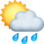 SUN BEHIND RAIN CLOUD emoji in Facebook's design style - Unicode 1F326-FE0F