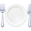 FORK AND KNIFE WITH PLATE emoji in Facebook's design style - Unicode 1F37D-FE0F