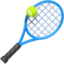 TENNIS RACQUET AND BALL emoji in Facebook's design style - Unicode 1F3BE