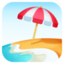 BEACH WITH UMBRELLA emoji in Facebook's design style - Unicode 1F3D6-FE0F