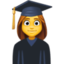 WOMAN STUDENT emoji in Facebook's design style - Unicode 1F469-200D-1F393