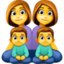 FAMILY: WOMAN, WOMAN, BOY, BOY emoji in Facebook's design style - Unicode 1F469-200D-1F469-200D-1F466-200D-1F466