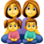 FAMILY: WOMAN, WOMAN, GIRL, BOY emoji in Facebook's design style - Unicode 1F469-200D-1F469-200D-1F467-200D-1F466