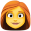 WOMAN: RED HAIR emoji in Facebook's design style - Unicode 1F469-200D-1F9B0