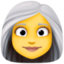 WOMAN: WHITE HAIR emoji in Facebook's design style - Unicode 1F469-200D-1F9B3