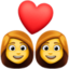 COUPLE WITH HEART: WOMAN, WOMAN emoji in Facebook's design style - Unicode 1F469-200D-2764-FE0F-200D-1F469