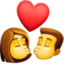 KISS: WOMAN, MAN emoji in Facebook's design style - Unicode 1F469-200D-2764-FE0F-200D-1F48B-200D-1F468