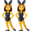 WOMEN WITH BUNNY EARS emoji in Facebook's design style - Unicode 1F46F-200D-2640-FE0F