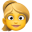 WOMAN: BLOND HAIR emoji in Facebook's design style - Unicode 1F471-200D-2640-FE0F