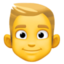 MAN: BLOND HAIR emoji in Facebook's design style - Unicode 1F471-200D-2642-FE0F