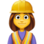 WOMAN CONSTRUCTION WORKER emoji in Facebook's design style - Unicode 1F477-200D-2640-FE0F