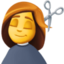 WOMAN GETTING HAIRCUT emoji in Facebook's design style - Unicode 1F487-200D-2640-FE0F