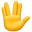 RAISED HAND WITH PART BETWEEN MIDDLE AND RING FINGERS emoji in Facebook's design style - Unicode 1F596