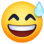 SMILING FACE WITH OPEN MOUTH AND COLD SWEAT emoji in Facebook's design style - Unicode 1F605