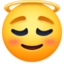 SMILING FACE WITH HALO emoji in Facebook's design style - Unicode 1F607