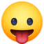 FACE WITH STUCK-OUT TONGUE emoji in Facebook's design style - Unicode 1F61B