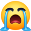 LOUDLY CRYING FACE emoji in Facebook's design style - Unicode 1F62D