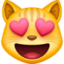 SMILING CAT FACE WITH HEART-SHAPED EYES emoji in Facebook's design style - Unicode 1F63B